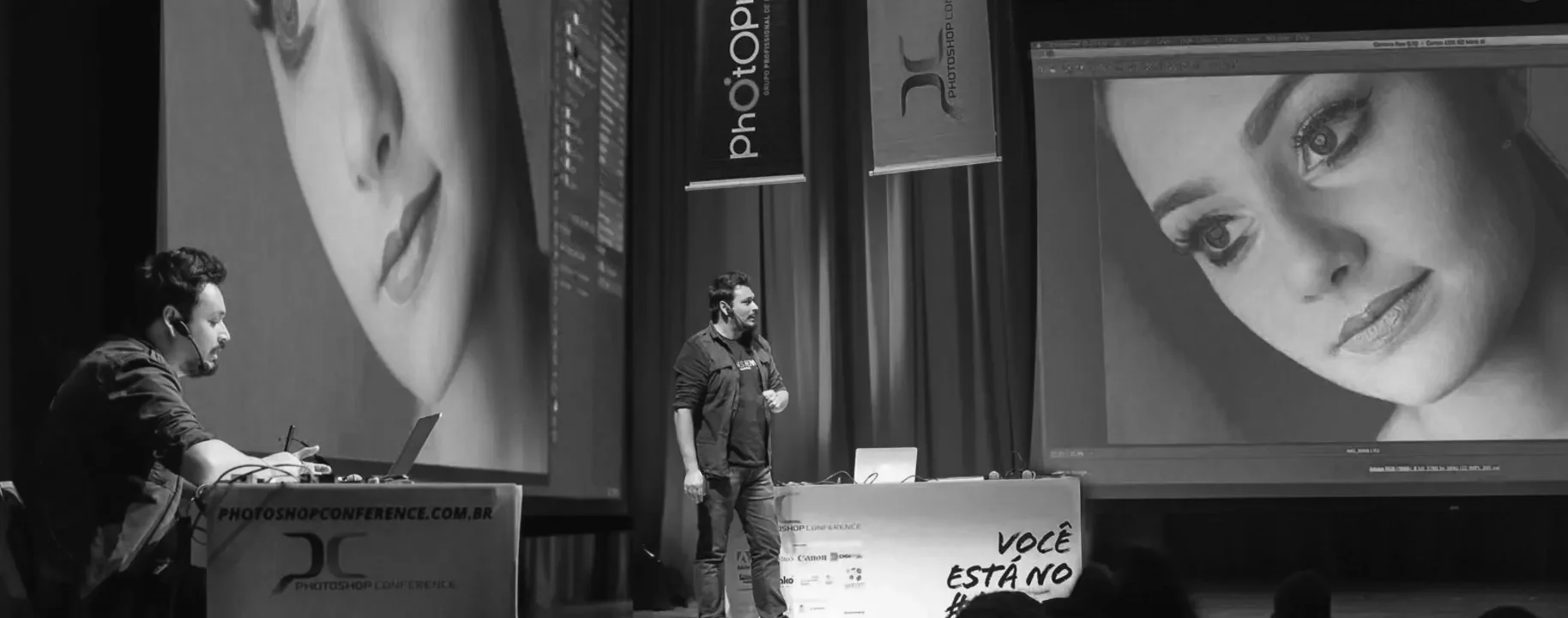 Tales Henn, designer gráfico de Florianópolis, palestrando no Photoshop Conference.